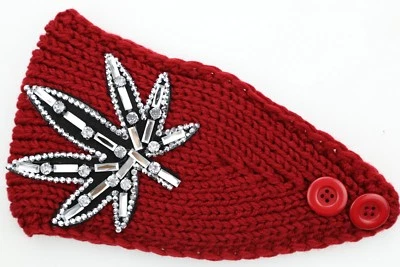 Women Crochet Knit Turban Headband Rhinestone Bead Hairband Head Wrap Ear Warmer - Image 1 of 4