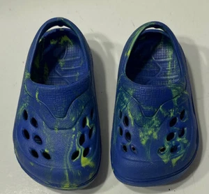 Toddler Unisex Size 4 Slip On Foam Shoes Blue & Neon Green Unbranded Made In USA - Picture 1 of 9