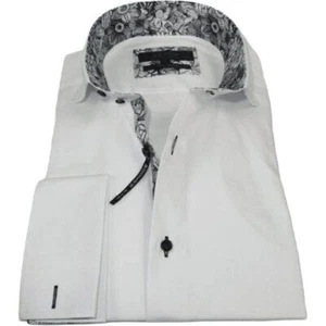 Men's Axxess Turkey Shirt 100% Cotton High Collar 224-13 French Cuffs White - Picture 1 of 13