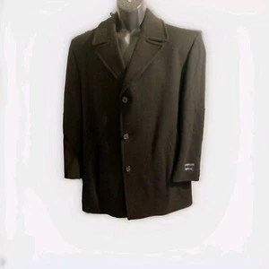 Jones New York Overcoat Black Solid Wool Cashmere Italy Men's 40 R - Picture 1 of 7