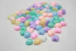mini heart bead pastel plastic mix multicolor 100 200 300 pcs Crafts supply 7mm