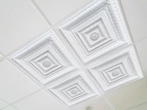 Sistema de rejilla, Pop In, 24"" x 24", 3D, PVC, azulejos de techo, blanco brillante - Imagen 1 de 4