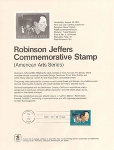 Página de recuerdo de estampillas #7313 8c Robinson Jeffers #1485 - Imagen 1 de 1
