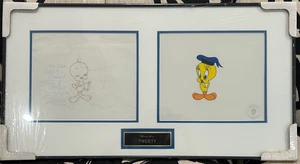 Tweety Bird Pencil Drawing 1982 & Sericel 1992 - Picture 1 of 3