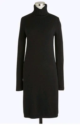 J.Crew Factory Turtleneck Sweater Dress Black Small Soft Wool Cotton Blend H1482 - Image 1 of 4