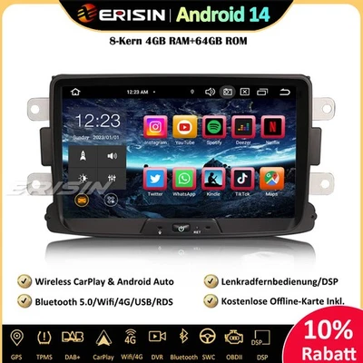 CarPlay Android 14 Autoradio GPS DAB+ 4G Renault Dacia Duster Logan Dokker Lodgy - Bild 1 von 4