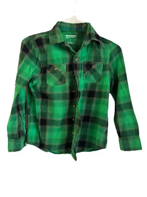 Arizona Boys Green Flannel Long Sleeve Button-Up Shirt Small (8) Preowned - Image 1 of 4