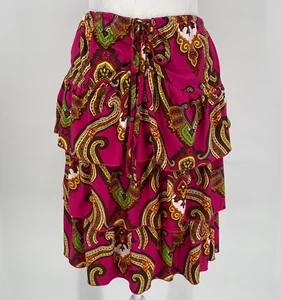 DFA New York Skirt Womens Size Large Pink Regal Print Tiered Lined Royal Cottage - Picture 1 of 12