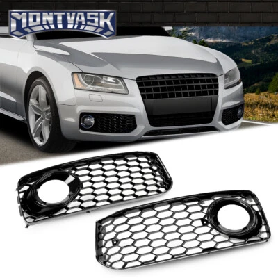 Fit For 2008-2012 Audi A5 Sline S5 Honeycomb Front Bumper Fog Light Grill Cover - Image 1 of 4