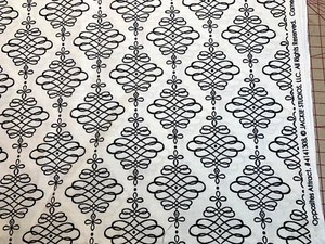 Black&White Curly-Q Lantern Geometric OPPOSITES ATTRACT Camelot Cotton Fabric FQ - Picture 1 of 1