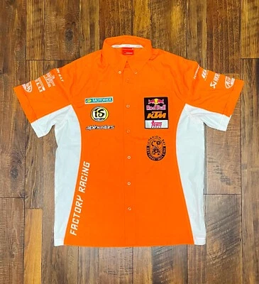RED BULL KTM FACTORY RACING SHIRT JERSEY MEN SCORPION BAY SIZE M ORANGE TEKA - Image 1 of 4
