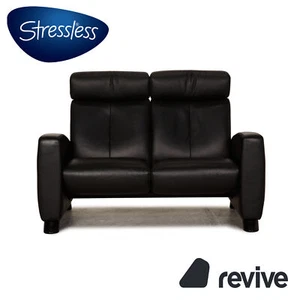 Stressless Arion Leather Sofa Black Two Seater Couch Function - Picture 1 of 9