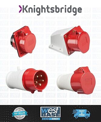 415v Ip44 16a 5 Pin Red Industrial Plugs & Sockets 3 Phase Male/female 3p+n+e • 4.09£