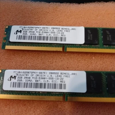 4 PCS MT18HVS25672PKY-667E1 Micron 2GB PC2-5300 667MHz ECC Reg 244-Pin Mini-DIMM - Image 1 of 2