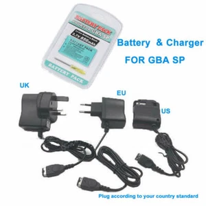 Batteria ricaricabile 3,7 V 850mAh e confezione attrezzi + caricabatterie da parete per Nintendo GBA SP - Foto 1 di 5