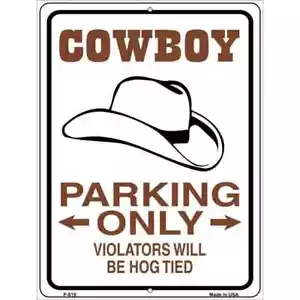 Cowboy Parkplatz nur Parkschild 9"x 12" für Haus Wand Tür Garage Neuheit - Bild 1 von 1