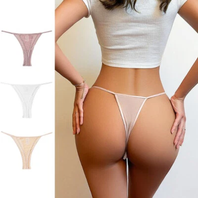 Lot 3 Pcs Womens Thong G strings High Cut Underwear Sheer Intimate Sexy Panties - Image 1 of 4