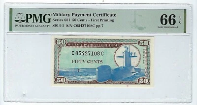 US MPC 50 cent Note Series 681 UNC PMG 66 EPQ - Image 1 of 2