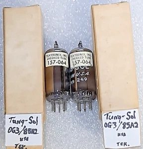 Pair Tung-Sol Tektronix tested 0G3/85A2 NOS same code Vacuum Tubes - Picture 1 of 3