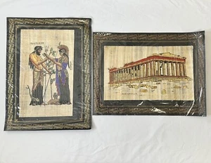 2er Set - Griechische handbemalte Akropolis Papyrus Kunst - ca. 15,5" x 12" - Bild 1 von 5