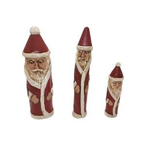 Vintage signierte Volkskunst handgeschnitzte hölzerne Weihnachtsmänner 6" groß Künstler Bob Williams - Bild 1 von 7