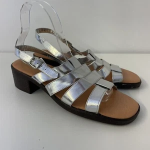 Maria Pia Sandalen weiches Leder silber Riemen niedriger Blockabsatz bequem Gr. 8 41 - Bild 1 von 13