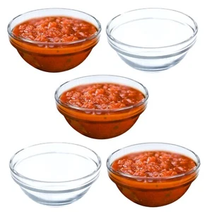 Glass Dip Bowls Dessert Appetizer Sauce Small Stacking Serving Dishes 240ml x5 - Picture 1 of 9