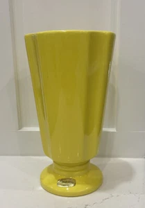 VTG MCM Sunshine Yellow Haeger USA Footed Pottery Vase 9” H - Picture 1 of 8