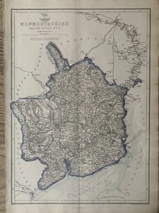 1863 Monmouthshire Original Antique Hand Coloured Weekly Dispatch Map - Picture 1 of 3