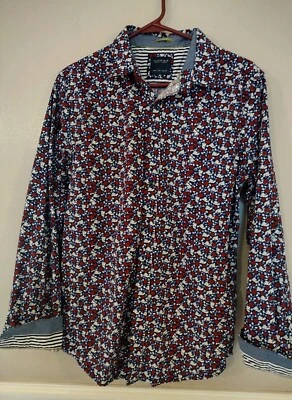 Camisa Cactus Hombre Ricky Singh Floral Abotonada Manga Larga Talla S Roja Blanca Azul Foto 1 de 4