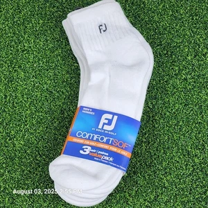 FootJoy Men's Quarter ComfortSof Sport Golf Socks Value Pack 3 Pairs White 7-12 - Picture 1 of 4