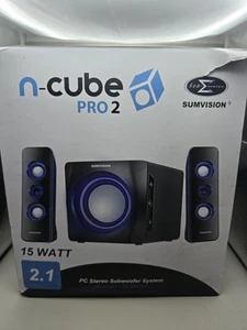 Sumvision N Cube Pro 2 2.1 Bluetooth LED Speakers Subwoofer for Phone PC Laptop - Afbeelding 1 van 9