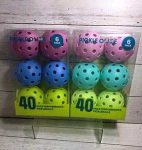 Pickleball Balls 12 Durable 40 HOLE Outdoor PICKLE O JOE: Purple Blue Green - Picture 1 of 6