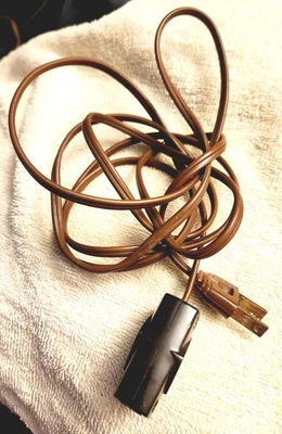 Vintage GE Brown Electrical Extension Cord Bakelite Recepticle End 6 Ft - Image 1 of 4
