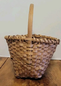 Hand Woven Wooden Basket 15" X 12" X 10" PRIM Farmhouse Decor  - Picture 1 of 7