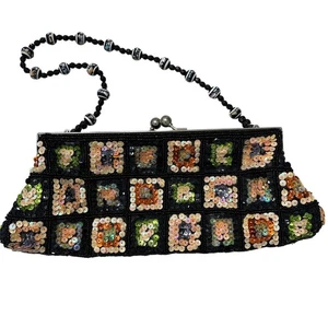 Nicole Lee Collection Clutch mit Perlen Pailletten Granny Squares mit Perlenriemen - Bild 1 von 14