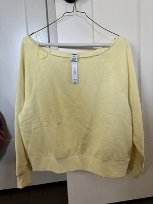 NUEVO CON ETIQUETAS Agotado VS ROSA Fuera del Hombro Sudadera Amarillo Suave Talla S Foto 1 de 3