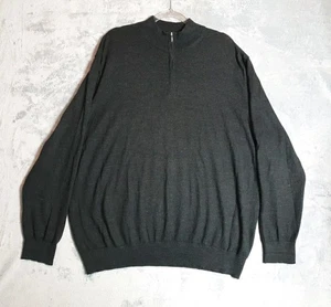 CHARLES TYRWHITT XL Black 1/4 Zip Mock Neck Jumper 100% Fine Merino Wool  - Picture 1 of 4