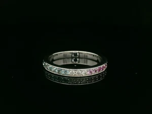 Eleganter Ring 14 kt Weißgold & dreifarbiger Saphir - Größe O - Bild 1 von 14