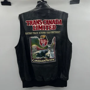 Vintage Roots Canada Limited Leather Vest Trans Canada Train Patch MensMedium M - Picture 1 of 9