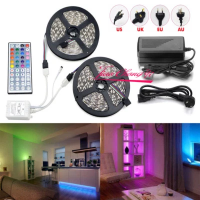 10M 5050 RGB LED Strip with 44keys IR Remote Controller +12V 8A Power Adapter - Image 1 of 4