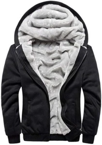 MANLUODANNI Herren Fleece Hoodie Borg gefüttert Kapuze Top warm dick uni Winter Ho - Bild 1 von 7