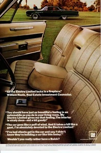 1967 Vintage print ad Car Buick Electra 225 Limited lacks is a fireplace car ad - Picture 1 of 2