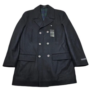 Lauren Ralph Lauren Peacoat Double Breasted Mens Large 42L Black Wool Luke $395 - Picture 1 of 11