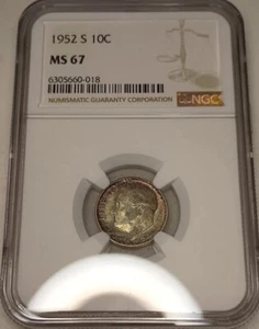 1952-S Roosevelt Dime 10C NGC MS67 #6305660-018 - Picture 1 of 4