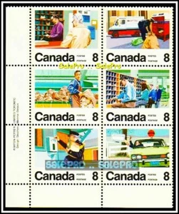 CANADA 1974 LETTER CARRIER SERVICE FACE 48 CENT MNH STAMP CORNER BLOCK PANEL SET - Picture 1 of 5