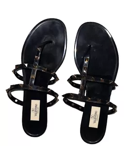 Valentino Garavani Women`s Black Jelly Flat Sandals EU 41 US 10 Damaged Read - Picture 1 of 8