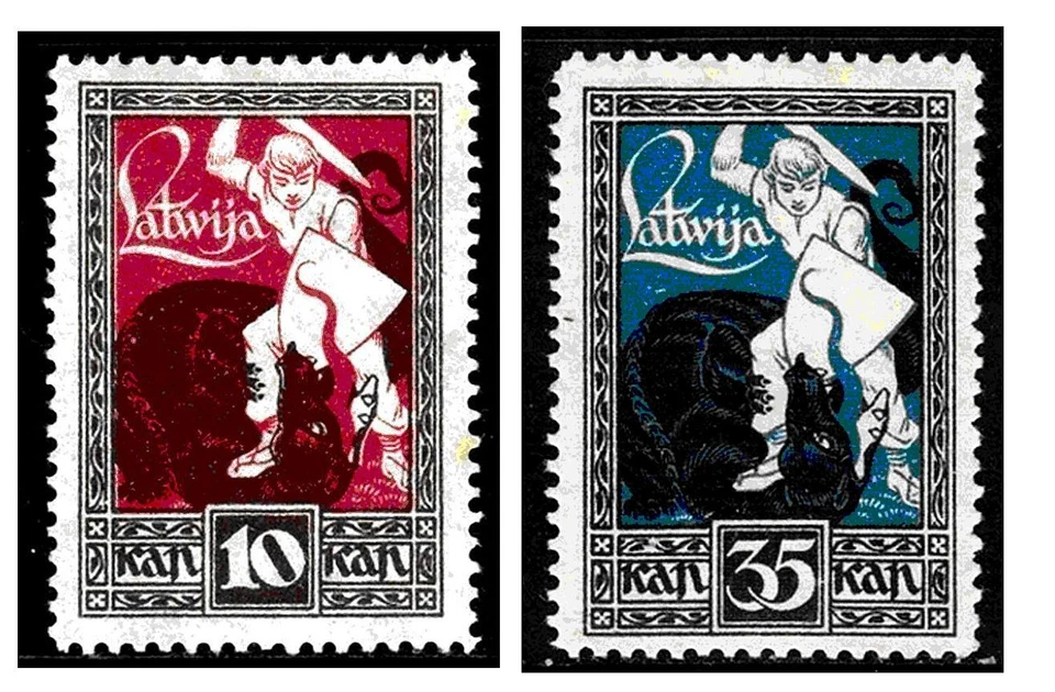 Latvia 1919 LIBERATION OF Courland Early Issue Fine Mint Hinged 10 kopeek + 35 k - Image 1 of 1