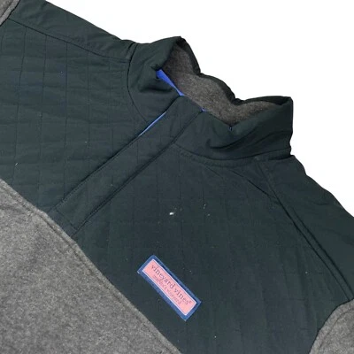 Vineyard Vines Para Hombre 1/4 A Presión Acolchada Pullover Camisa Oveja Gris/Negro • XL Foto 1 de 4