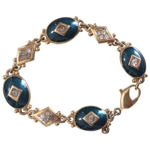 Vintage Burberrys golden gorgeous bracelet with oval emerald green - Picture 1 of 5